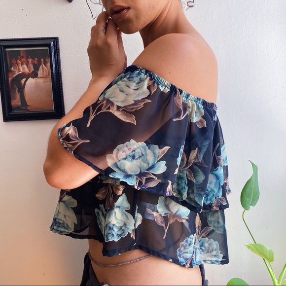 Blue Rose Tier Off shoulder Top - Picture 3 of 4